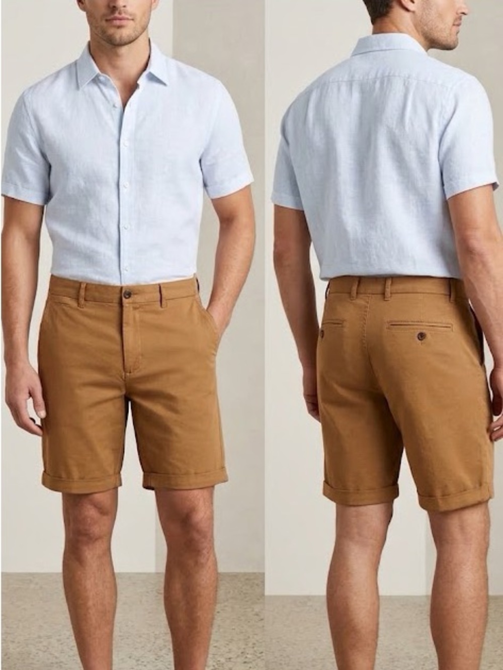 Caribbean Men's Flat Front Shorts in Tan Brown